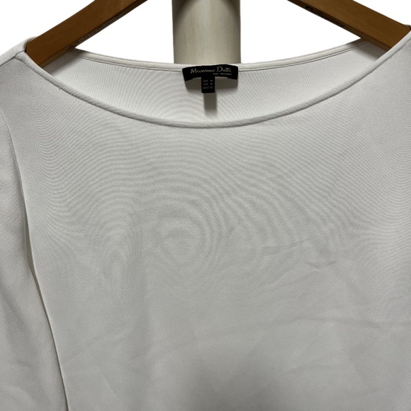 Massimo Dutti | Women's White Boat Neck Open Buttoned Long Sleeved Top - Picture 2 of 7